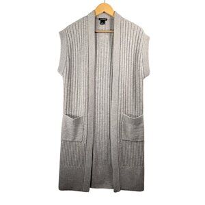 Club Monaco merino wool blend lagen tunic length knit cardigan vest grey sz S/P